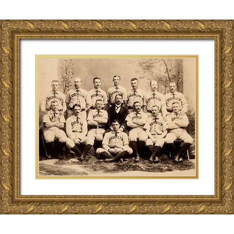 Brooklyn Baseball Club Gold Ornate Wood Framed Art Print with Double Matting by A.G. Spalding Baseball Collection