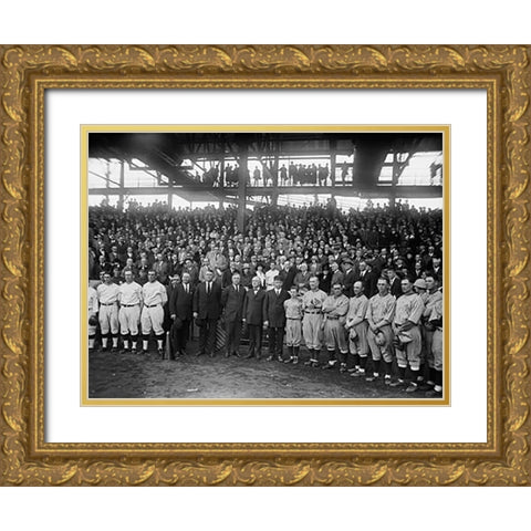 Washington Baseball - Teams and Spectators, 1924 Gold Ornate Wood Framed Art Print with Double Matting by Harris and Ewing Collection