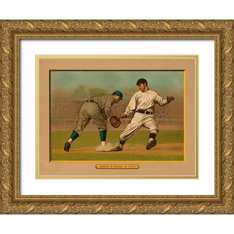 Jordan and Herzog at First Gold Ornate Wood Framed Art Print with Double Matting by American Tobacco Company