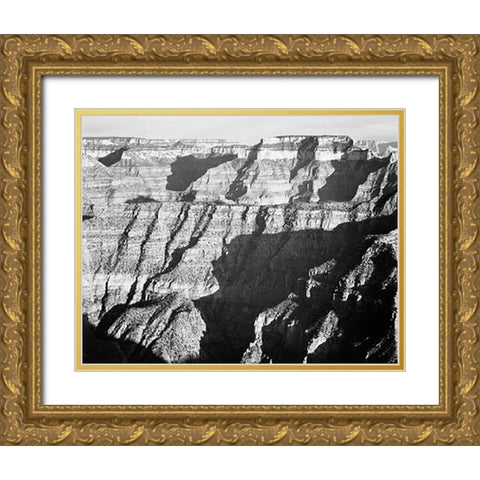 Grand Canyon from North Rim - National Parks and Monuments, 1940 Gold Ornate Wood Framed Art Print with Double Matting by Adams, Ansel