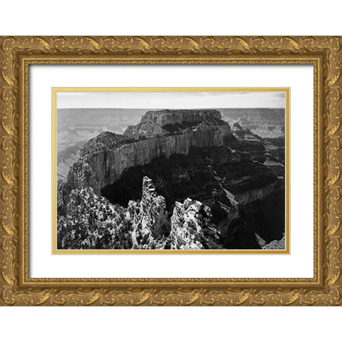 Close-in view of curred cliff, Grand Canyon National Park, Arizona, 1941 Gold Ornate Wood Framed Art Print with Double Matting by Adams, Ansel