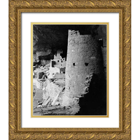 Cliff Palace, Mesa Verde National Park, Colorado, 1941 Gold Ornate Wood Framed Art Print with Double Matting by Adams, Ansel