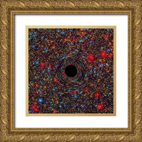 Black Hole in NGC 1600 Gold Ornate Wood Framed Art Print with Double Matting by NASA