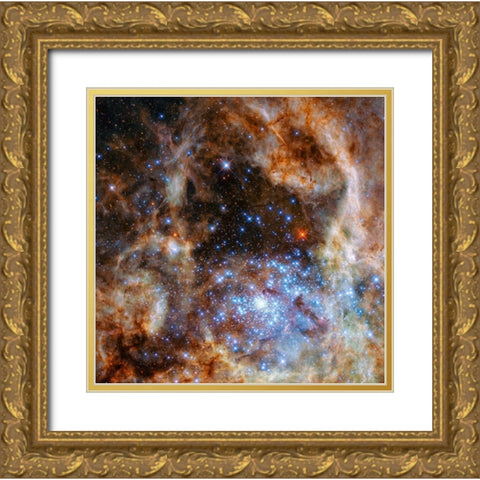 Star Cluster R136 Gold Ornate Wood Framed Art Print with Double Matting by NASA