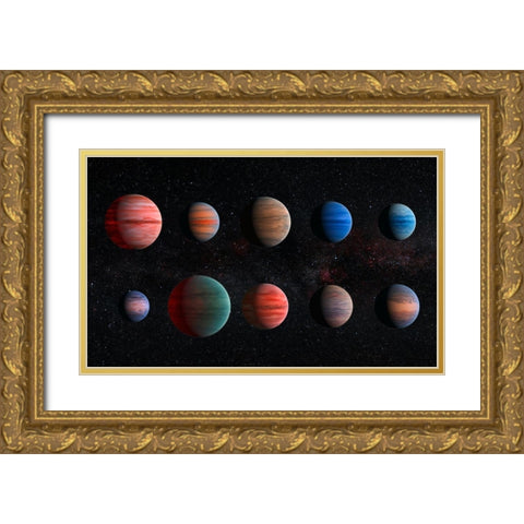 Artist Impression of Hot Jupiter Exoplanets - Unannotated Gold Ornate Wood Framed Art Print with Double Matting by NASA, ESA,