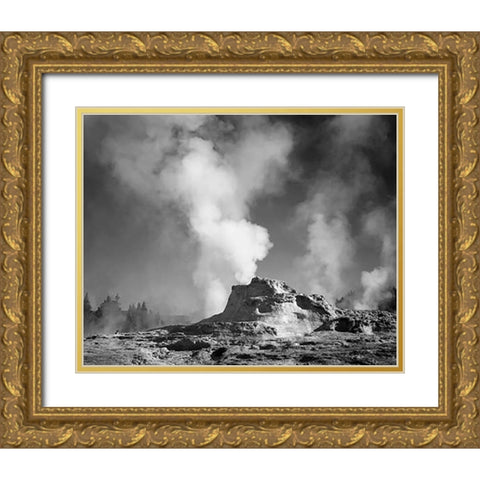 Castle Geyser Cove, Yellowstone National Park, Wyoming, ca. 1941-1942 Gold Ornate Wood Framed Art Print with Double Matting by Adams, Ansel