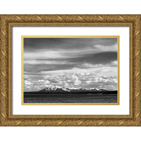 Yellowstone Lake, Mt. Sheridan, Yellowstone National Park, Wyoming, ca. 1941-1942 Gold Ornate Wood Framed Art Print with Double Matting by Adams, Ansel