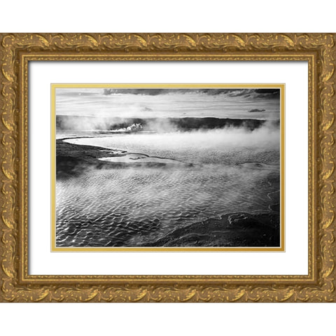 Surface of water presents a different texture in Fountain Geyser Pool, Yellowstone National Park, Wy Gold Ornate Wood Framed Art Print with Double Matting by Adams, Ansel