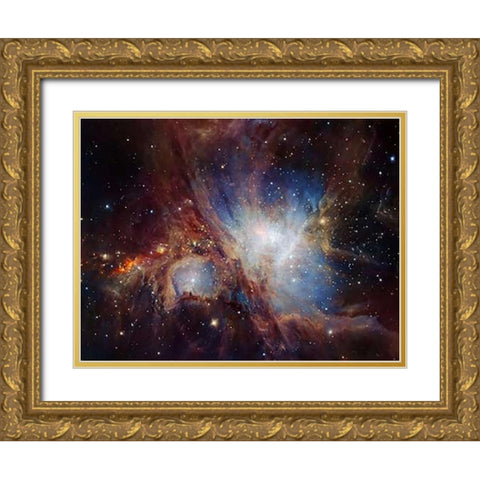 Deep infrared view of the Orion Nebula from HAWK-I Gold Ornate Wood Framed Art Print with Double Matting by Drass, H.