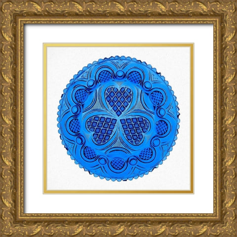 Roman Rosette Tea Plate Gold Ornate Wood Framed Art Print with Double Matting by Glassmaker, Unknown 19th Century American