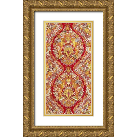 Textile With Design of Lace and Flowers Gold Ornate Wood Framed Art Print with Double Matting by Artisan, Unknown 19th Century European