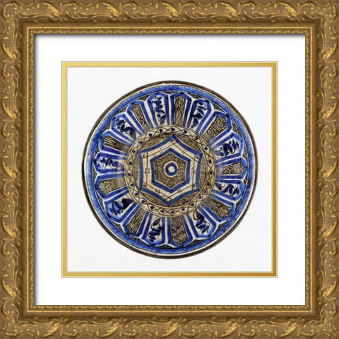 Blue and Black Painted Bowl Gold Ornate Wood Framed Art Print with Double Matting by Artisan, Unknown 16th Century Persian
