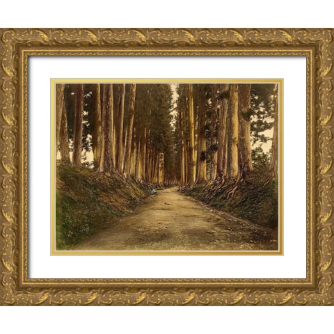 View of Imaichi Gold Ornate Wood Framed Art Print with Double Matting by 19th Century Japanese Photographer