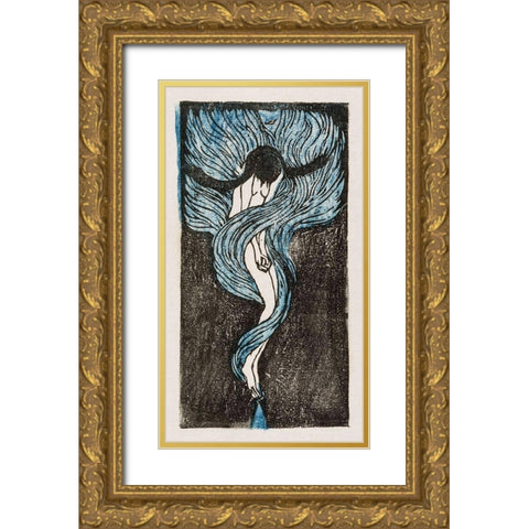 Meloncholy Gold Ornate Wood Framed Art Print with Double Matting by Kiyokichi, Tanaka