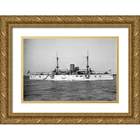 USS Texas, 1895 Gold Ornate Wood Framed Art Print with Double Matting by Hart, Edward