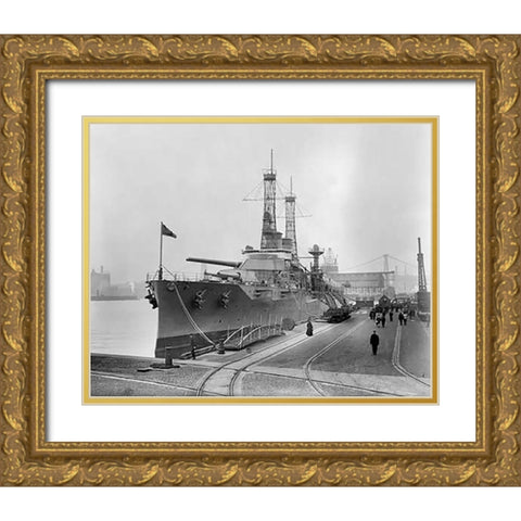 Battleship Texas in the Shipyard, ca. 1911 Gold Ornate Wood Framed Art Print with Double Matting by Bain News Svc.