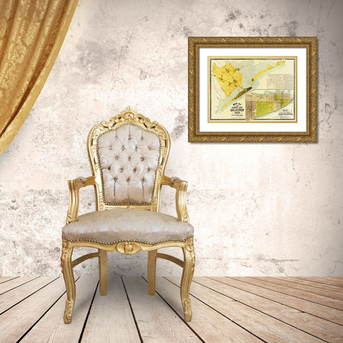 Map of the county and city of Galveston, Texas, 1891 Gold Ornate Wood Framed Art Print with Double Matting by Island City Abstract and Loan Co.