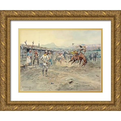 The Tenderfoot, 1900 Gold Ornate Wood Framed Art Print with Double Matting by Russell, Charles
