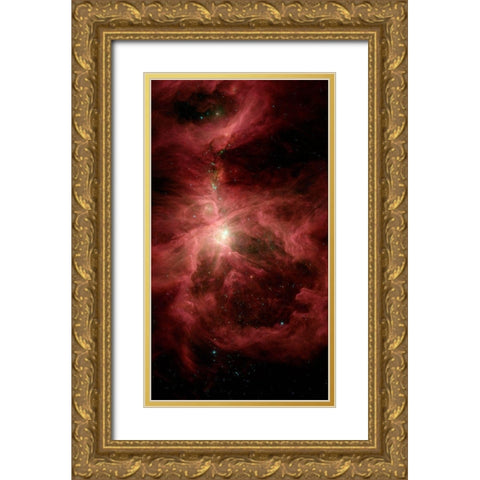 The Sword of Orion Gold Ornate Wood Framed Art Print with Double Matting by Spitzer Space Telescope,