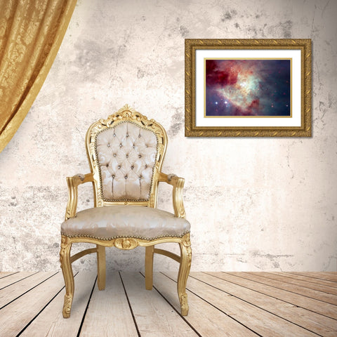 View of the Orion Nebula Gold Ornate Wood Framed Art Print with Double Matting by Hubble Space Telescope