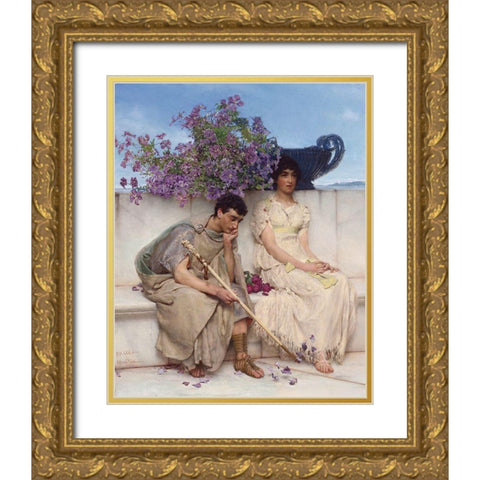 An Eloquent Silence Gold Ornate Wood Framed Art Print with Double Matting by Alma-Tadema, Sir Lawrence