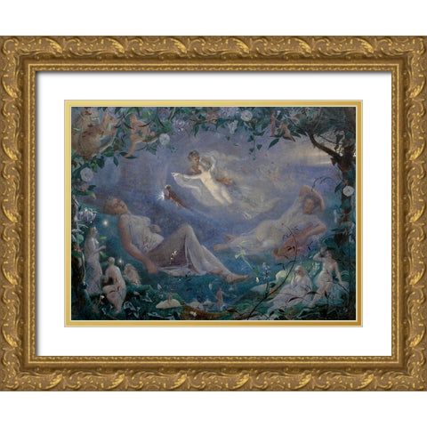 Scene from A Midsummer Nights Dream Gold Ornate Wood Framed Art Print with Double Matting by Simmons, John