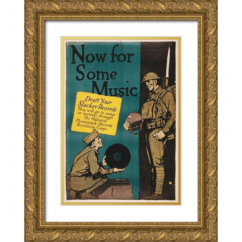 Now for Some Music, 1917 Gold Ornate Wood Framed Art Print with Double Matting by Falls, Charles Buckles