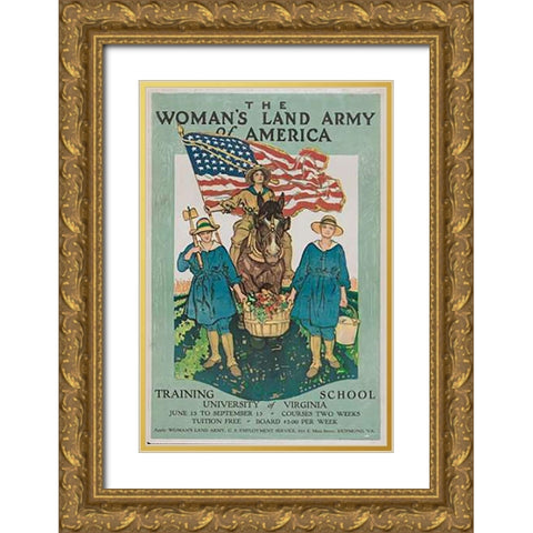 The Womans Land Army of America Gold Ornate Wood Framed Art Print with Double Matting by Paus, Herbert