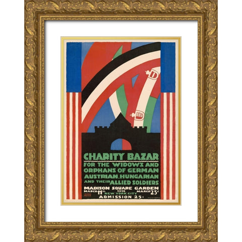 Charity Bazaar for Widows and Orphans, 1916 Gold Ornate Wood Framed Art Print with Double Matting by Reiss, Winold