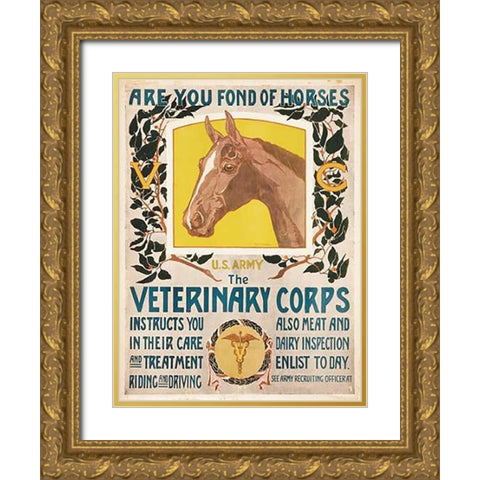 Are You Fond of Horses, 1919 Gold Ornate Wood Framed Art Print with Double Matting by SMuseumeck, Horst