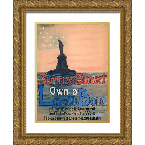 Sunrise or Sunset, Own a Liberty Bond, 1917 Gold Ornate Wood Framed Art Print with Double Matting by DeLand, Eugenie