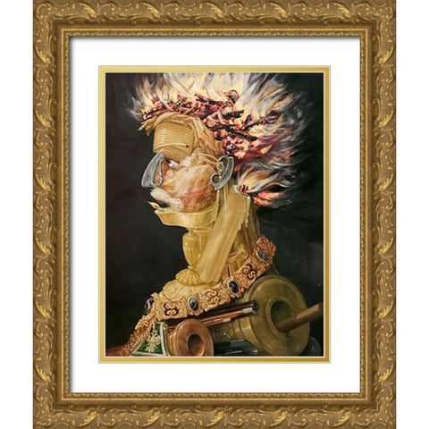 Fire Gold Ornate Wood Framed Art Print with Double Matting by Arcimboldo, Giuseppe