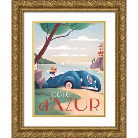 Cote dAzur Gold Ornate Wood Framed Art Print with Double Matting by Wickstrom, Martin