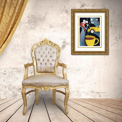 Deco Coffee Gold Ornate Wood Framed Art Print with Double Matting by Wickstrom, Martin