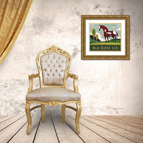 High Horse Inn Gold Ornate Wood Framed Art Print with Double Matting by Wickstrom, Martin