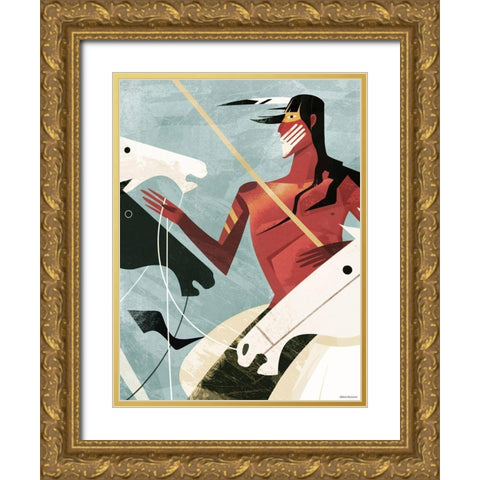 Lakota Gold Ornate Wood Framed Art Print with Double Matting by Wickstrom, Martin