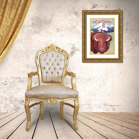 Visit Montana Gold Ornate Wood Framed Art Print with Double Matting by Wickstrom, Martin