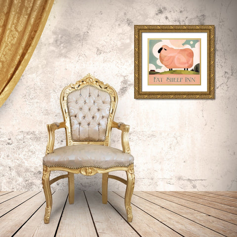 Fat Sheep Inn Gold Ornate Wood Framed Art Print with Double Matting by Wickstrom, Martin