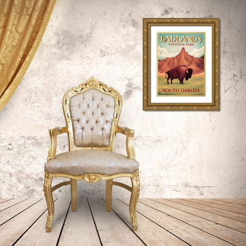 Wyoming Gold Ornate Wood Framed Art Print with Double Matting by Wickstrom, Martin