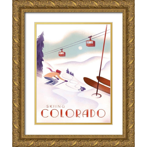 Skiing Colorado Gold Ornate Wood Framed Art Print with Double Matting by Wickstrom, Martin