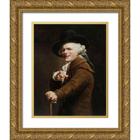 Portrait of the Artist as a Mocker Gold Ornate Wood Framed Art Print with Double Matting by Ducreux, Joseph