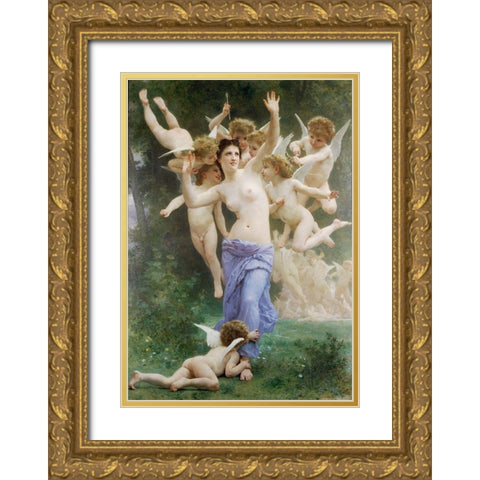 The Wasps Nest, 1892 Gold Ornate Wood Framed Art Print with Double Matting by Bouguereau, William-Adolphe