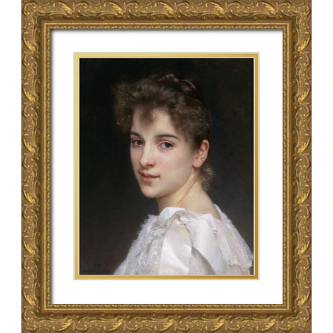 Gabrielle Gold Ornate Wood Framed Art Print with Double Matting by Bouguereau, William-Adolphe