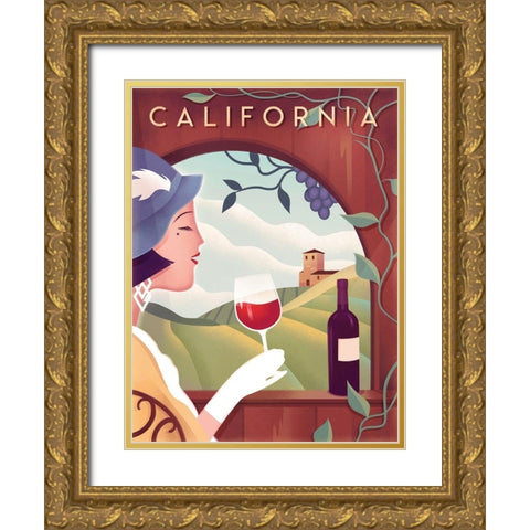 California Wine Gold Ornate Wood Framed Art Print with Double Matting by Wickstrom, Martin