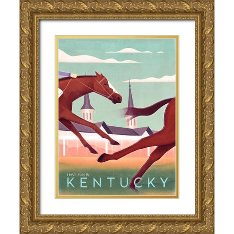 Kentucky - Race Gold Ornate Wood Framed Art Print with Double Matting by Wickstrom, Martin