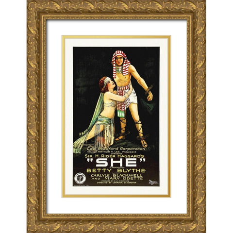Betty Blythe, She,  1925 Gold Ornate Wood Framed Art Print with Double Matting by Hollywood Photo Archive