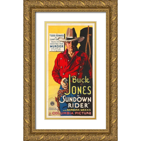 Buck Jones, Sundown Rider Gold Ornate Wood Framed Art Print with Double Matting by Hollywood Photo Archive