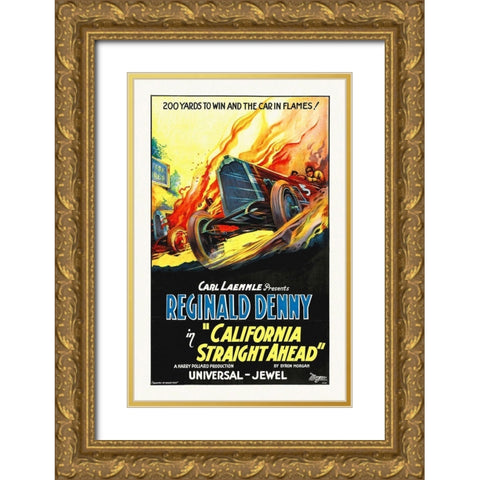 California Straight Ahead,  1925 Gold Ornate Wood Framed Art Print with Double Matting by Hollywood Photo Archive