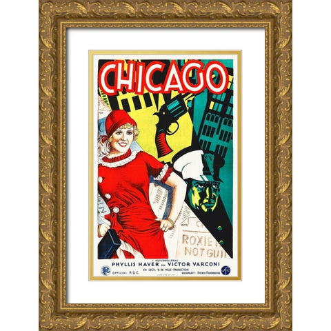 Chicago Gold Ornate Wood Framed Art Print with Double Matting by Hollywood Photo Archive