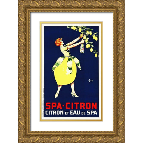 Citron Gold Ornate Wood Framed Art Print with Double Matting by Hollywood Photo Archive